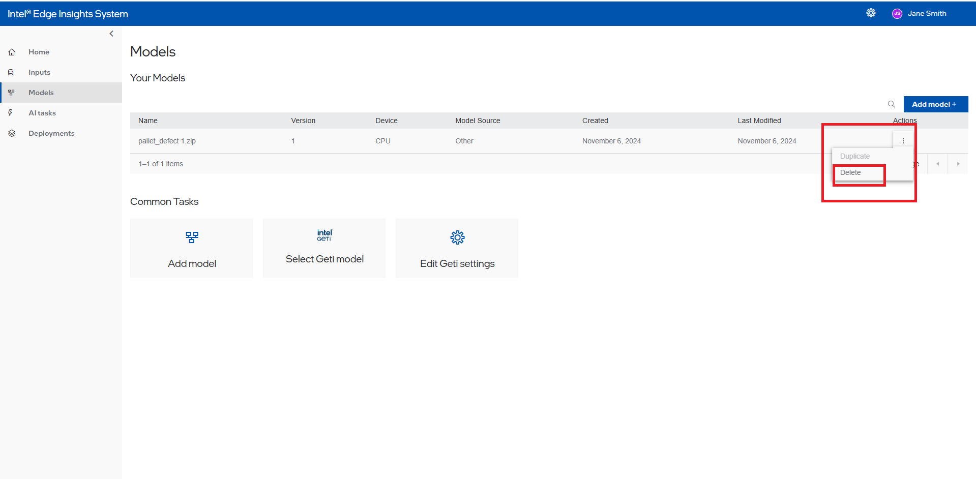 Summary Section with Delete Selection