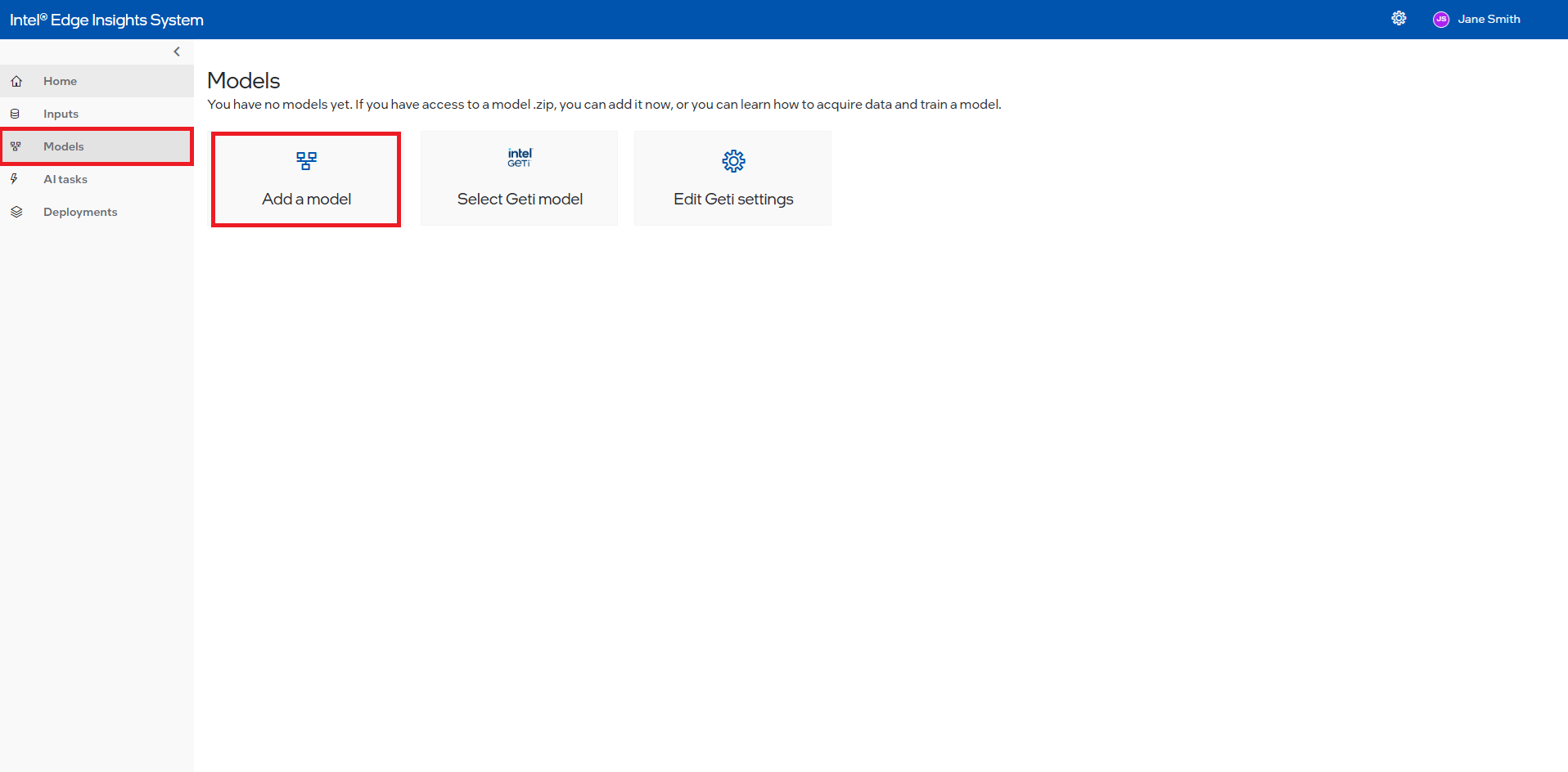 Create New Intel® Geti™ Model