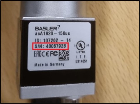 Serial Number on Camera 