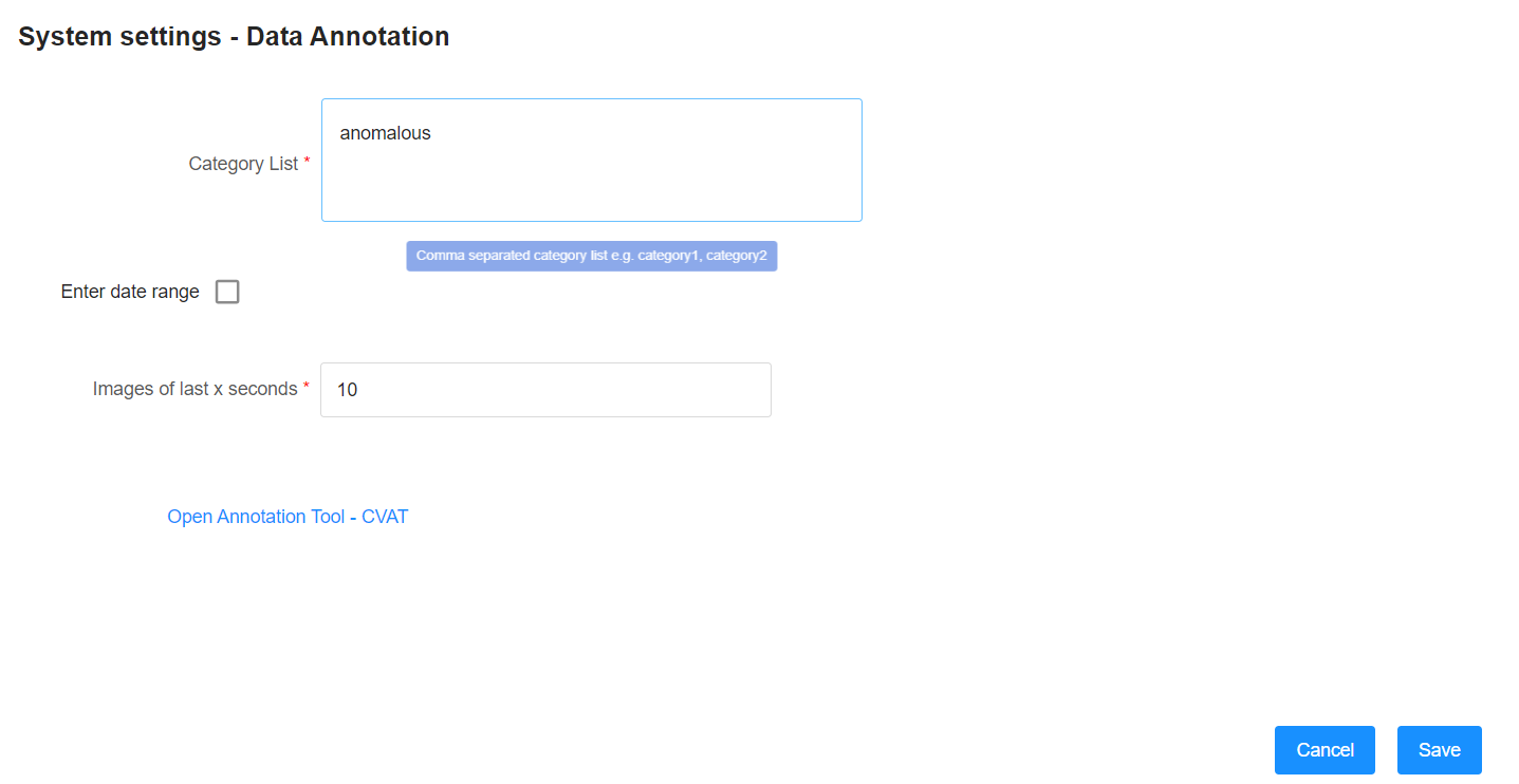 Settings – Data Annotation