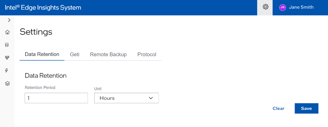 Settings – Data Retention