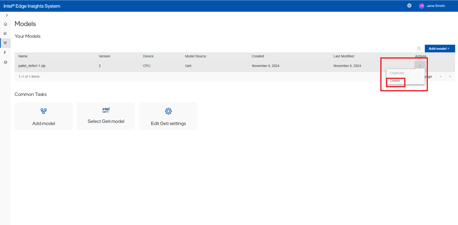 Summary Section with Delete Selection