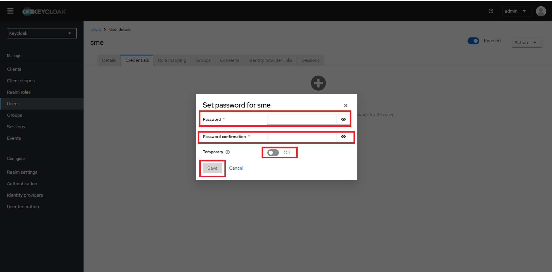 Credentials Save