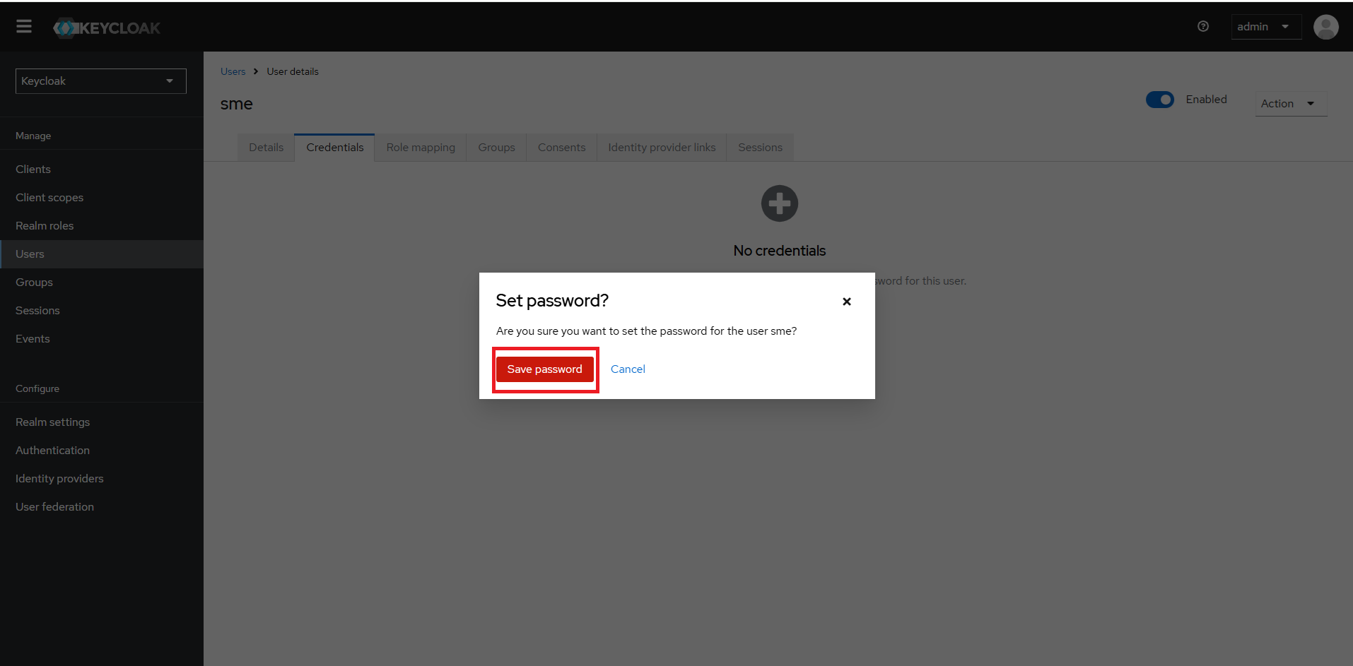 save password