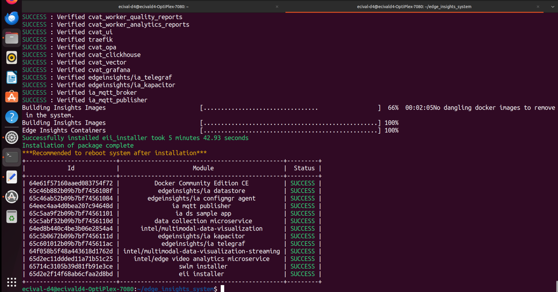 Install status