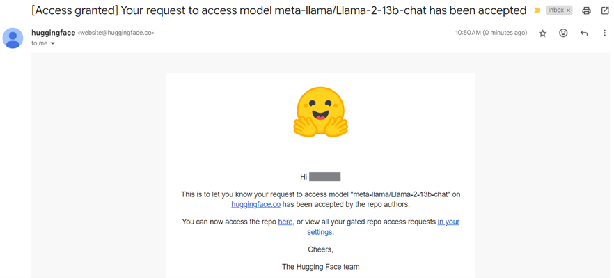 Model access approval email notification