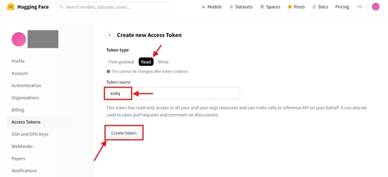 Select token type